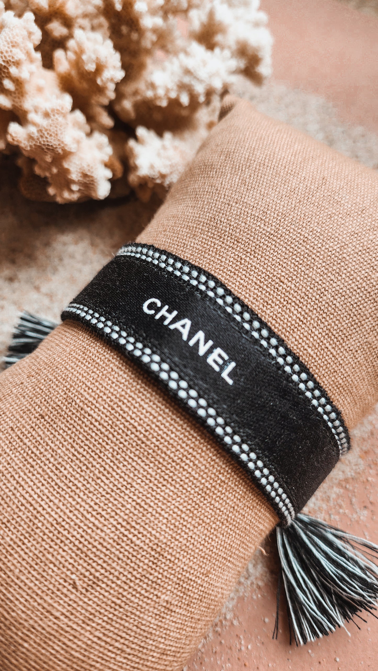 Bracelet Ruban Tissu Black&black