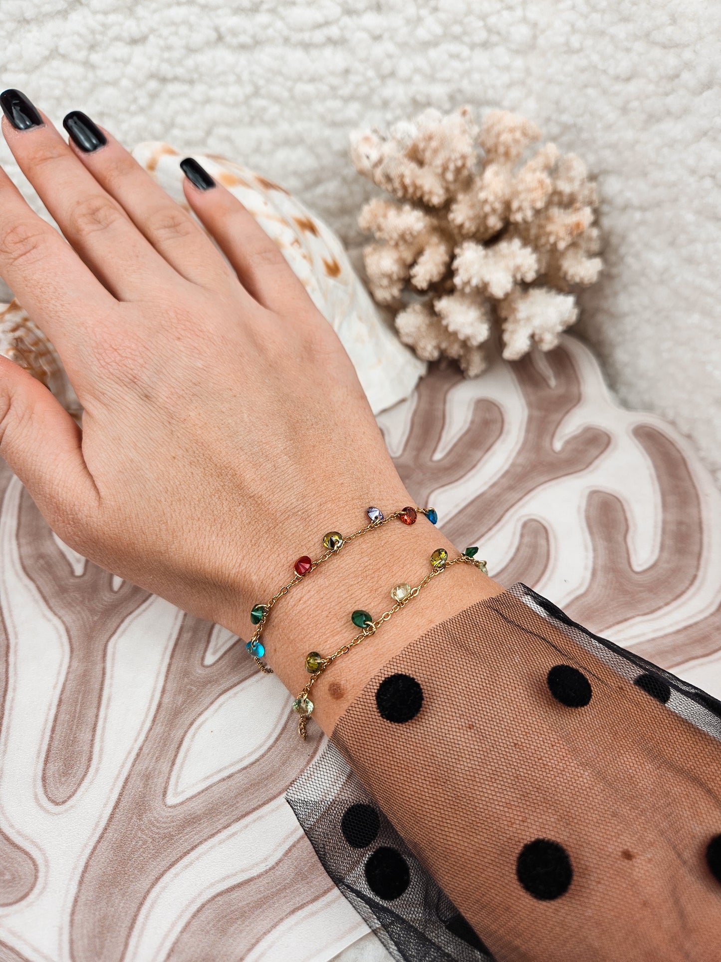 Bracelet Luisina DORÉ VERT/MULTICOLORE