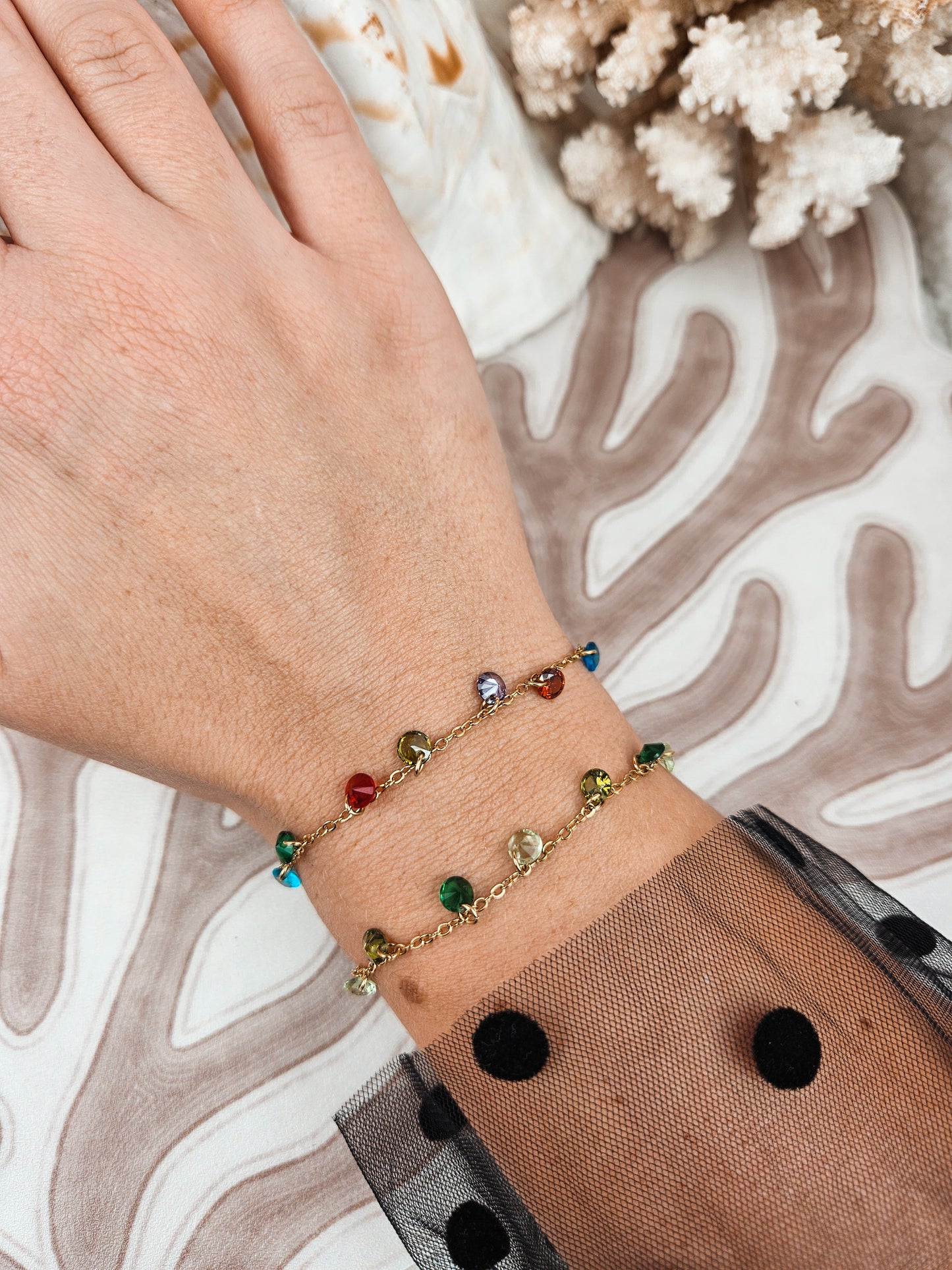 Bracelet Luisina DORÉ VERT/MULTICOLORE