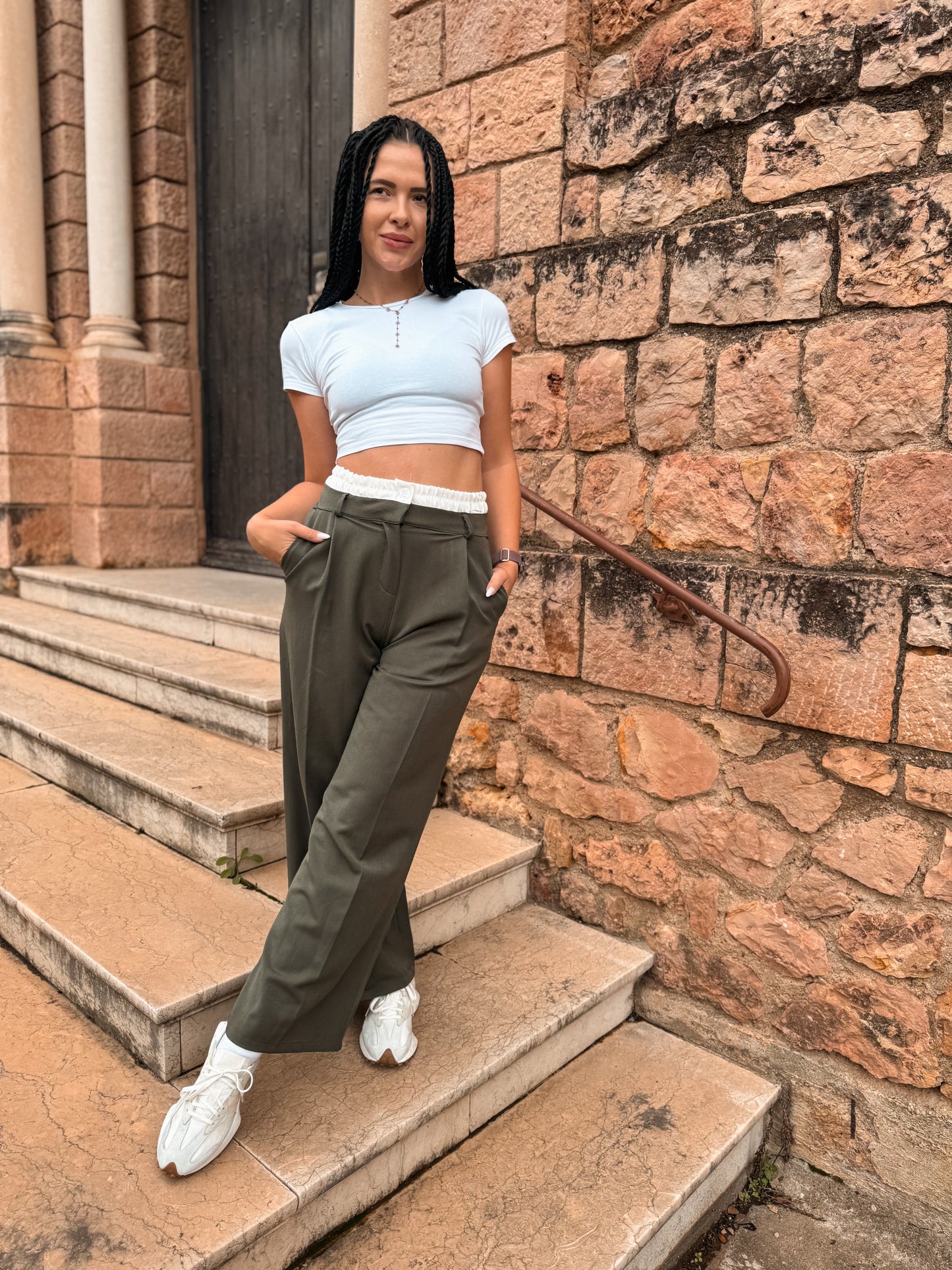 Pantalon Bianca army green