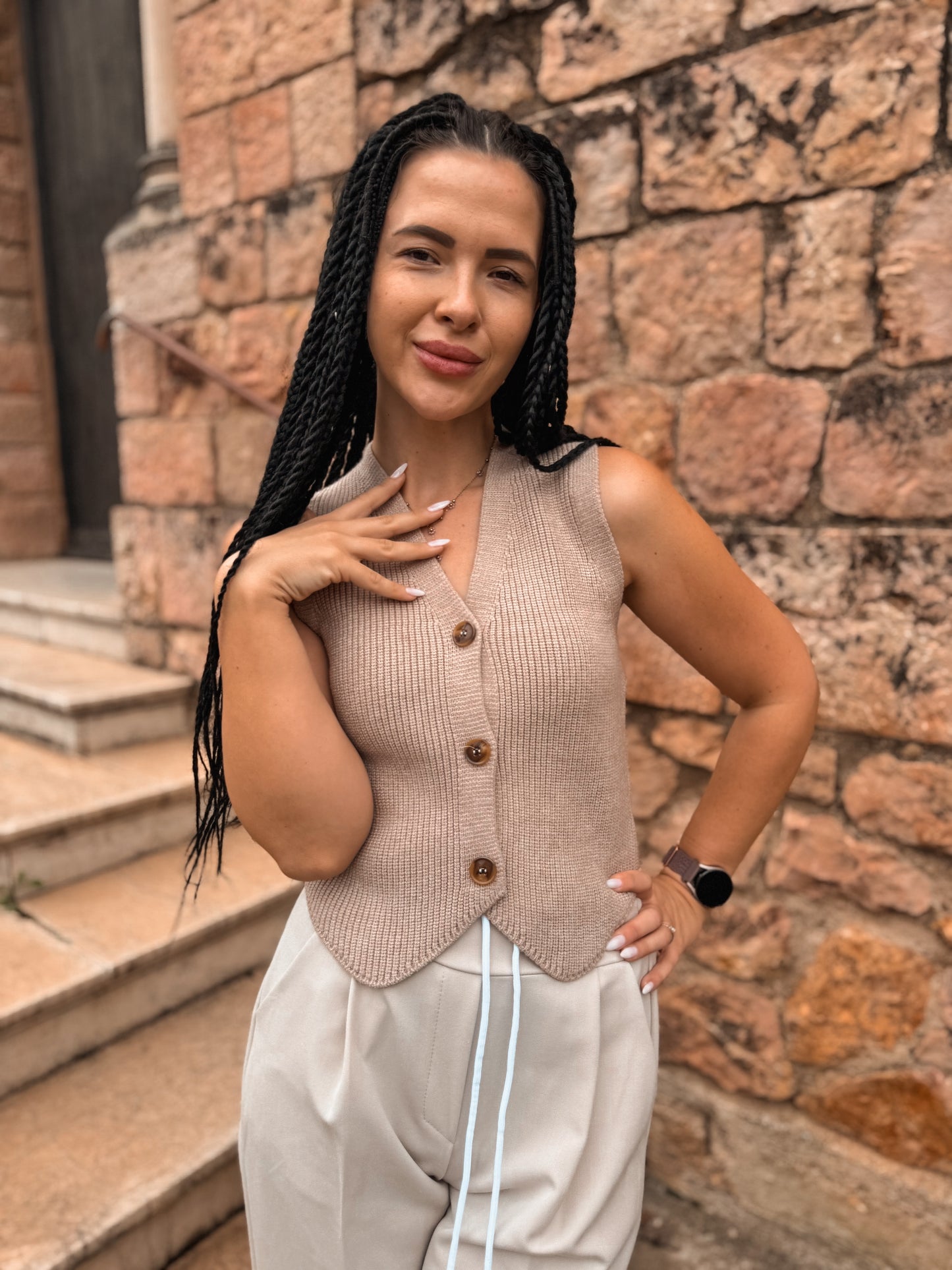 Gilet sans manches Arianna biege